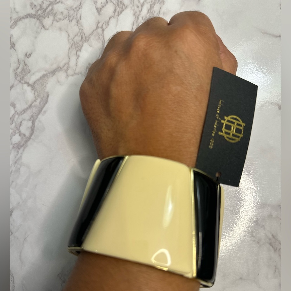 House of Harlow 1960 Black and Cream Cuff Bracelet